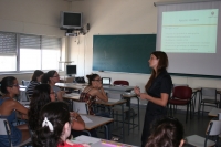 La psicloga Eliana Moreno durante una sesin del curso